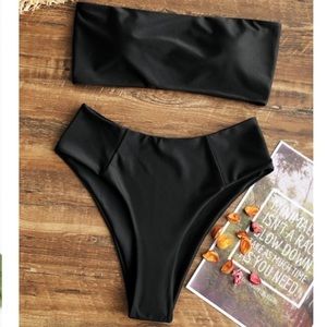 Zaful black strapless high-waisted bikini size M